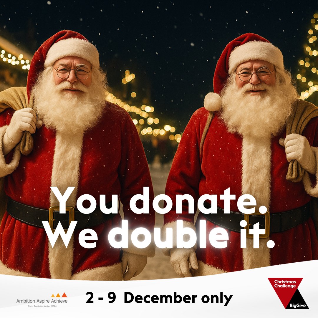 Want to have your donations DOUBLED this Christmas? ⭐⭐

The <a href="/BigGive/">Big Give</a>’s #ChristmasChallenge is now LIVE!

From today until 9 December, every donation made through Big Give will be matched, doubling your impact and helping us bring Christmas joy to disadvantaged, vulnerable and