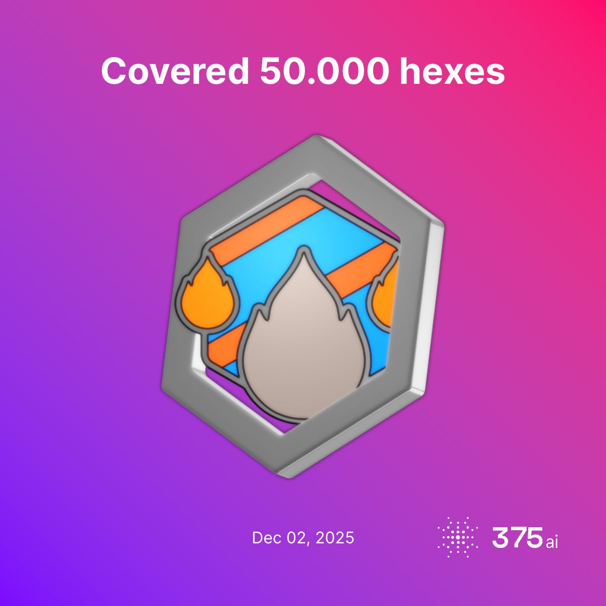 echocum_eth's tweet image. I just unlocked the &quot;Covered 50.000 hexes&quot; achievement in #375go! 🎉

Join me and get a bonus when you sign up!

app.375.ai/auth?invitatio…

#discovergo by @375ai_