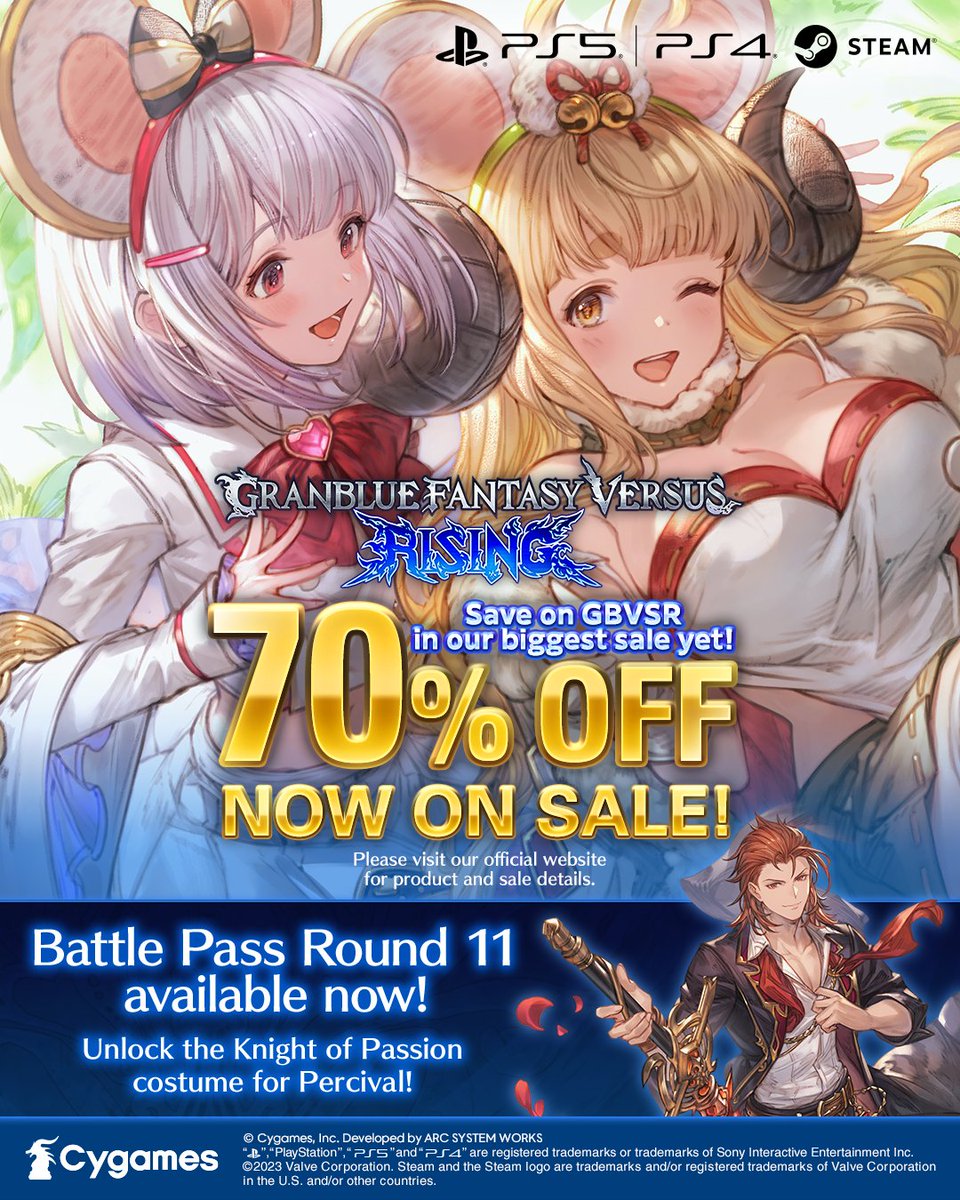 📢 It's our biggest sale yet!

This is your chance to grab the Deluxe Edition of #GBVSR, which comes loaded with all 6 DLC characters from Season 1, plus new and accessible control schemes!

Info:
rising.granbluefantasy.jp/en/news/detail…
