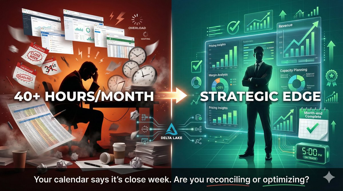 CosmosThrace's tweet image. Month-end: 40+ hrs/person reconciling → automated with Delta Lake.

One team saved $500K–$700K annually + found $2M in underutilized margin.

The shift: from chasing numbers to acting on them.

#databricks #deltalake #digitaltransformation #data