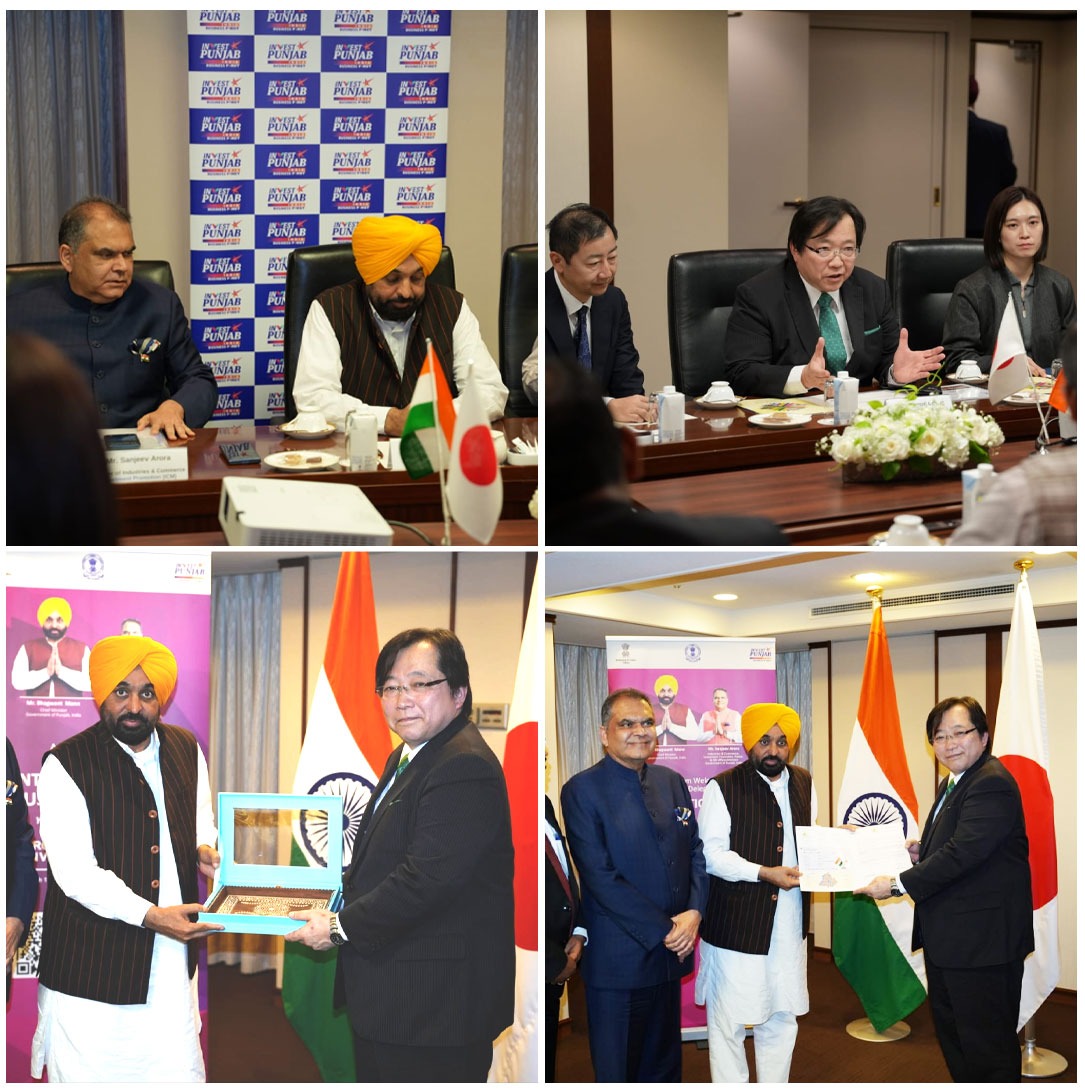 BhagwantMann's tweet image. Today, On the first day of Japan visit, met with the representatives from the JBIC,  Aisan Industry, Yamaha, Honda Motor, Director General of JICA South Asia Department, Toray Industries, Parliamentary Vice-Minister of Economy, Trade and Industry (METI) and Fujitsu Ltd. and…