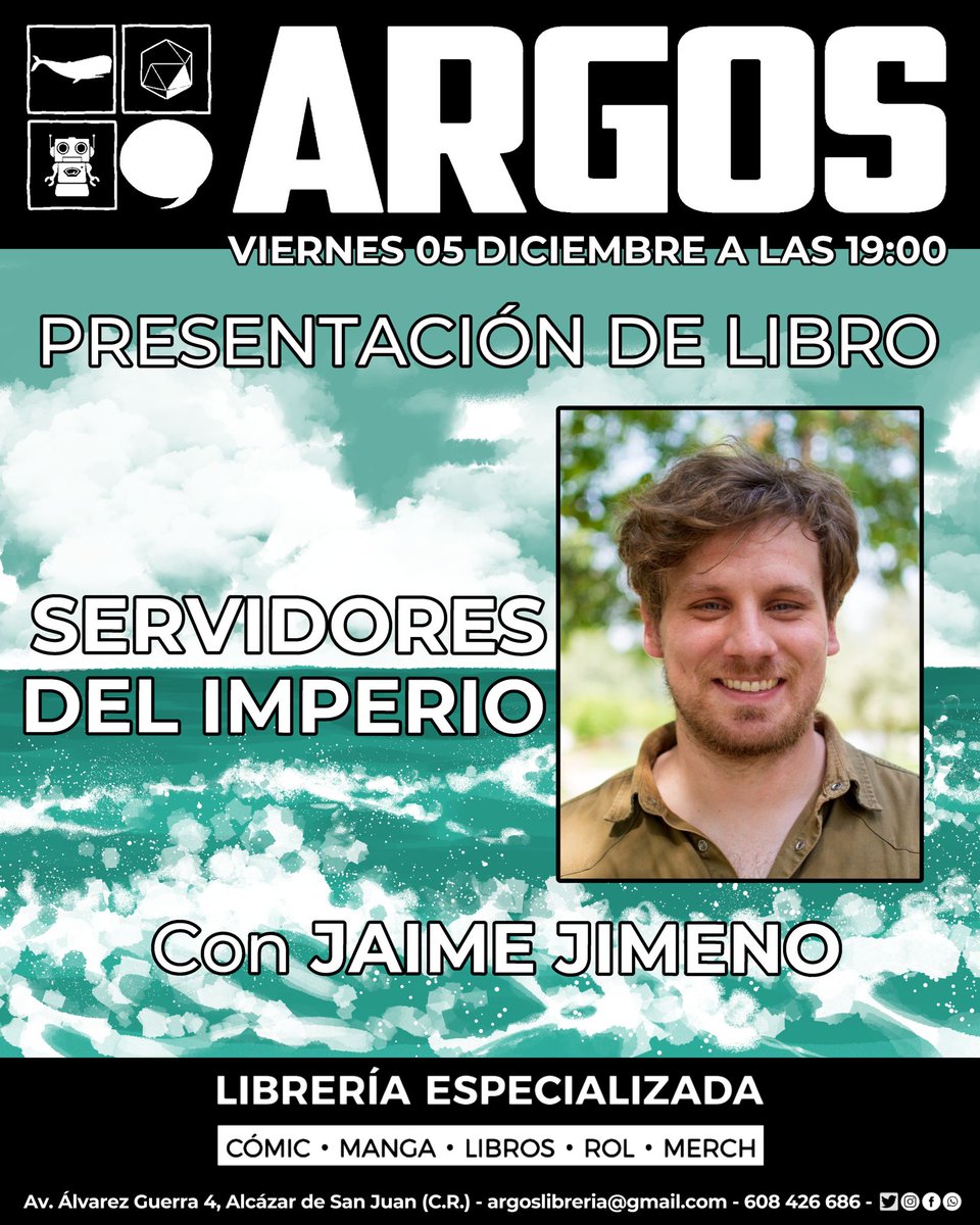 El viernes nos ponemos de gala de nuevo para presentar la nueva novela de Jaime Jimeno, polifacético y majérrimo como él solo. Venirse, que hablaremos de "minolles" de cosas que nos gustan.

#argoslibreria #firmasdeautores #novela #novelas #libros #librosrecomendados📚