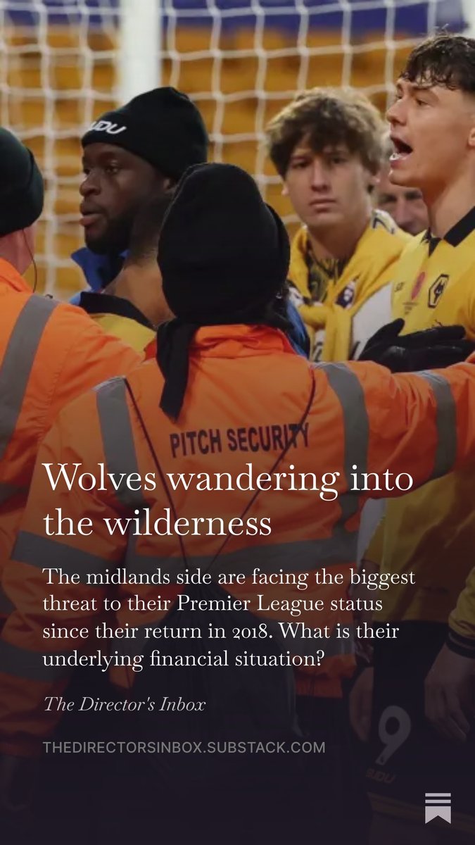 thePoS_007's tweet image. 🐺#Wolves are on course for the lowest points total in Premier League history. Their underlying financial situation?

Ex. Player trading losses are £80-100mn a year. Cash flow effectively supported by debt with the owner as a backstop and just £25mn of infrastructure investment…