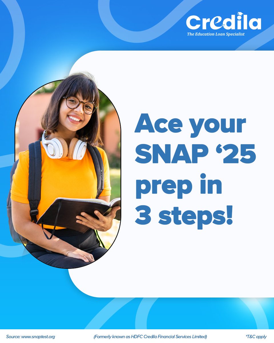 CredilaFinserv's tweet image. Your best SNAP attempt will come from small, steady sessions that add up.

Know the paper, find your weak spots, and use mocks to fine-tune your strategy.

Follow Credila for more tips and visit credila.com to know more!

#SNAPPrep #CrackSNAP #StudySmart #Credila…