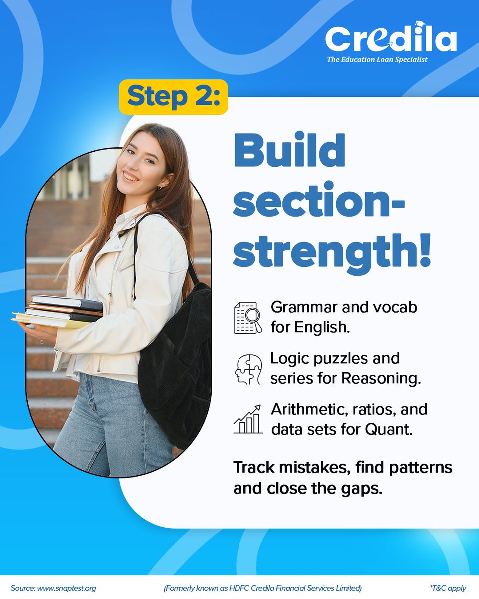 CredilaFinserv's tweet image. Your best SNAP attempt will come from small, steady sessions that add up.

Know the paper, find your weak spots, and use mocks to fine-tune your strategy.

Follow Credila for more tips and visit credila.com to know more!

#SNAPPrep #CrackSNAP #StudySmart #Credila…