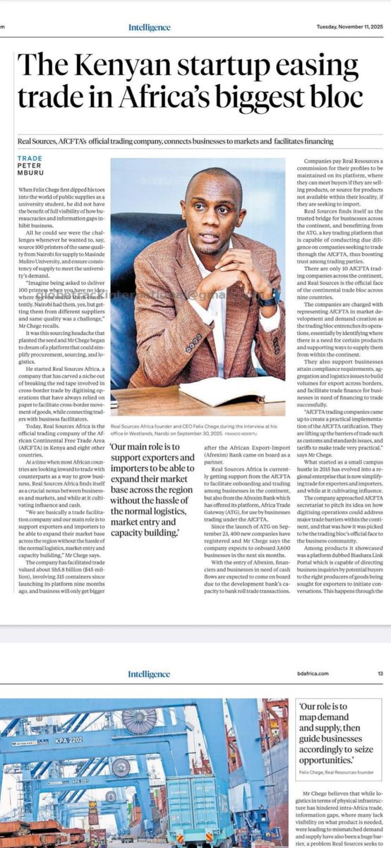 MuneneODG's tweet image. Entrepreneurs struggle a lot with sourcing reliable products across borders. But what @realsources_ is doing? Game-changing. Connecting SMEs to verified global suppliers and opening doors to new markets. Love to see young Africans building solutions that matter.