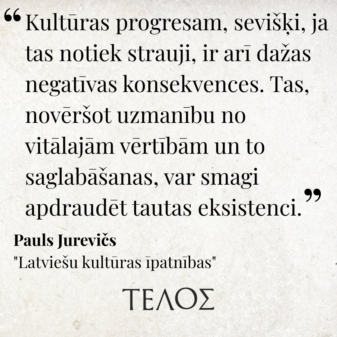 No Telos arhīva piedāvājam šo Paula Jureviča divdaļīgo eseju par latviešu tautas kultūras un rakstura iezīmēm: telos.lv/latviesu-kultu…