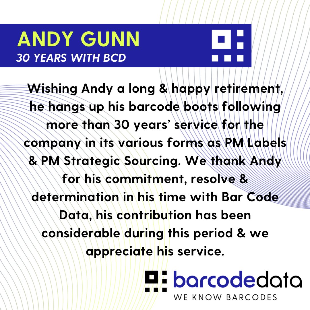 BarCodeData's tweet image. Today we recognise and celebrate two long-standing members of the #BCD family.
👏 Iain Young – 35 Years
👏 Andy Gunn – 30 Years

Thank you, Iain and Andy!

#LongService #Dedication #CompanyMilestones #ThankYou #Retirement #EmployeeAppreciation #TeamCelebration