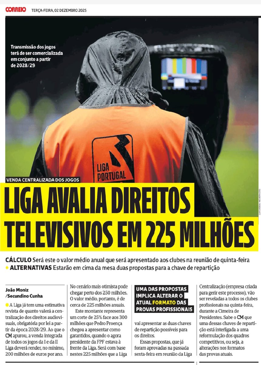 Dos 300 para os 225 M € para acabar em valores inferiores. Magicamente e depois de uma campanha do <a href="/BenficaVencera/">João Diogo Manteigas</a> a falar da necessaria, urgente e obrigatória reformulação dos quadros competitivos, eis que a <a href="/ligaportugal/">Liga Portugal</a> e não só, acordam para o tema.