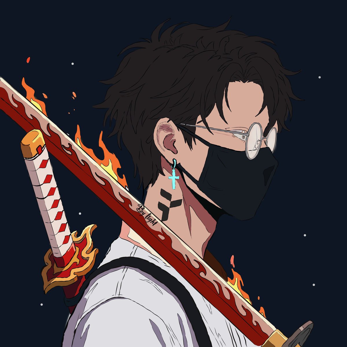 justlight159's tweet photo. Just made my own custom pfp for @useTria 
we having rengoku katana wit us haha🖤 https://t.co/ccDr0lXenc