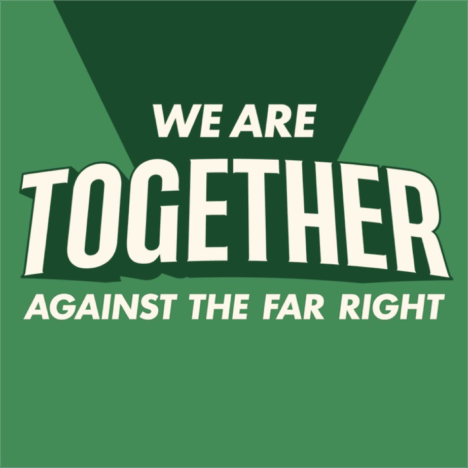 Stand #Together against hatred and division.
Stand together against the far right.