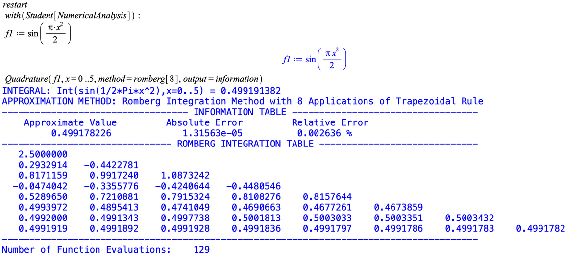 blackcloudsover's tweet image. &quot;Student&quot; packages in @maplesoft are outstanding tools for learning and understand many concepts in #maths 

in #NumericalAnalysis you can see better than in a textbook how #NumericalIntegration works and how the output should be.

Example with #Romberg integration method output…