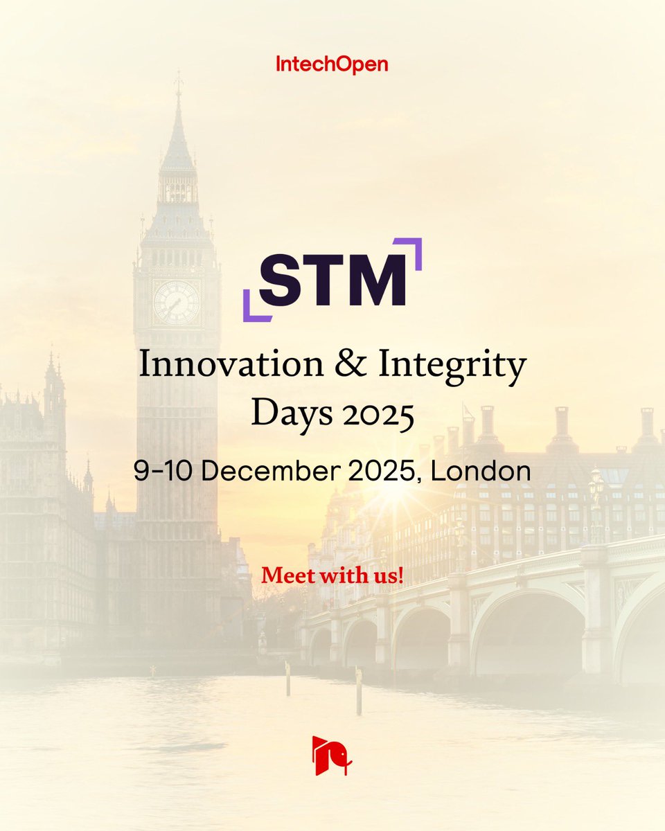 IntechOpen's tweet image. Looking forward to the STM’s 2025 Innovation &amp;amp; Integrity Days in London, where we’ll explore the latest developments in research integrity, with this year’s theme focusing on building tomorrow’s framework.
#IntechOpen #ResearchIntegrity