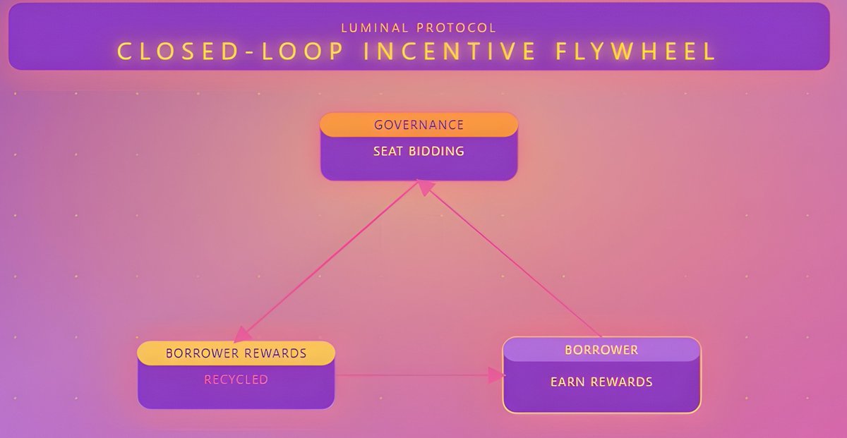LuminalProtocol's tweet image. Closd loop incentive systems rarely work in crypto because value leaks out of the system instead of re enforcing trust.

Luminal takes a differnt path. Governance feeds borrowrs, not insiders.

Seat bidding creates a constant inflow of tokens into the Borrower Rewards Tresury,…