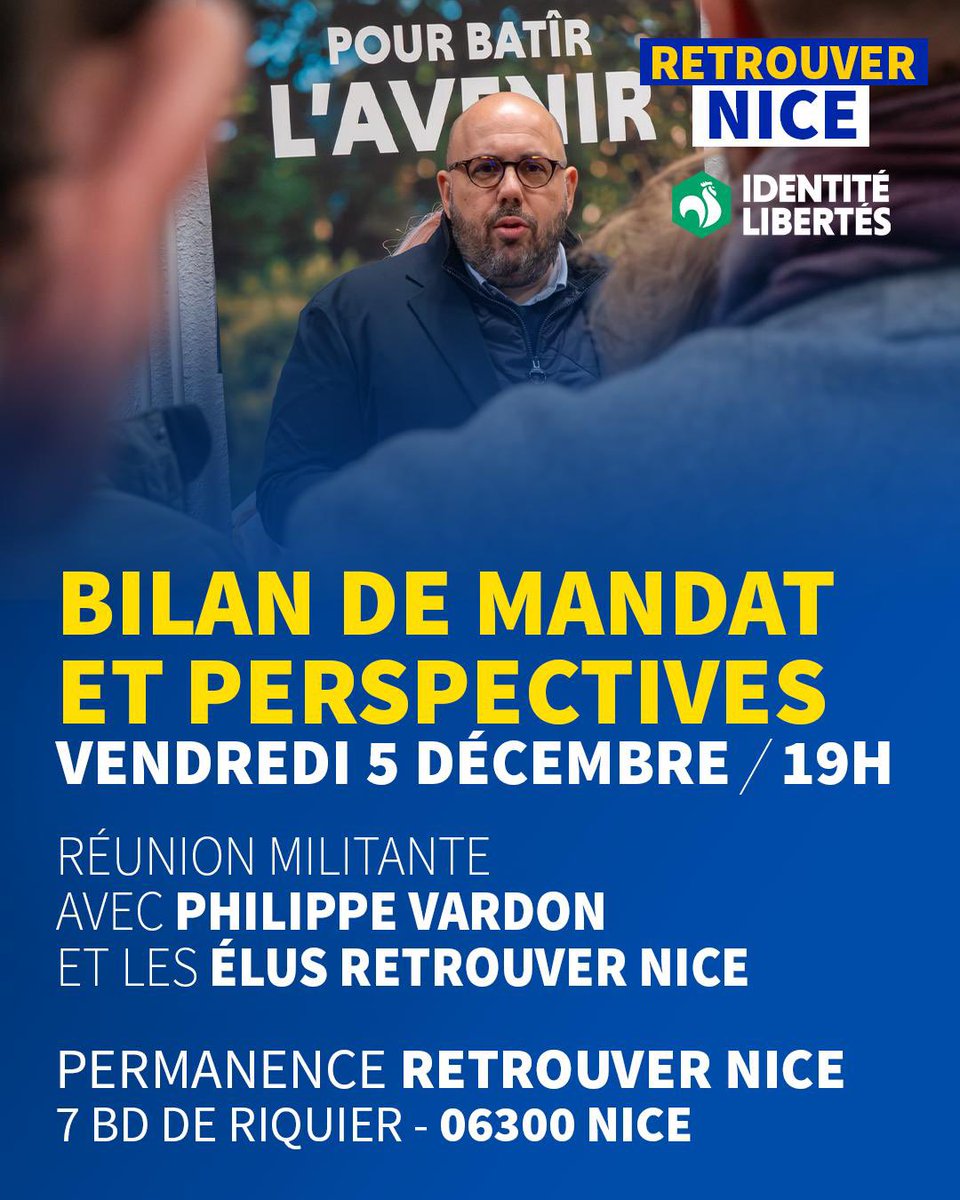 📢 RÉUNION MILITANTE EXCEPTIONNELLE : 6 ans de combats au conseil municipal !✊

Insécurité, tempête Alex, Acropolis, statue de sainte Jeanne d'Arc, Frères musulmans...

🤝 Je vous attends vendredi à 19h dans notre permanence pour faire le bilan de notre mandat et parler des