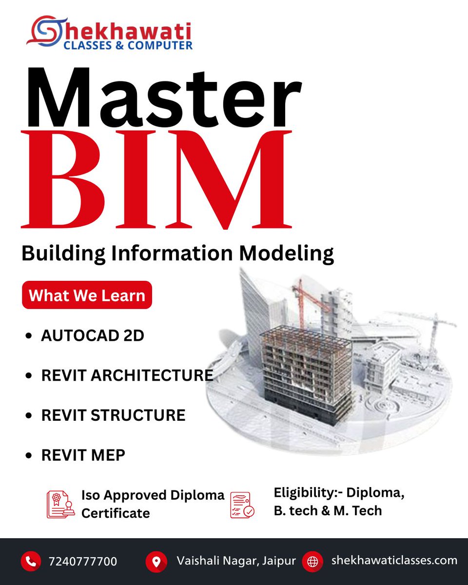shekhaw29839's tweet image. Join Jaipur’s top Revit Course!
Revit Architecture + Structure + BIM
Beginner to Advanced | Certificate 
Best Revit training courses near you! #Jaipur #Shekhawaticlasses #autocad #architecture #autocad