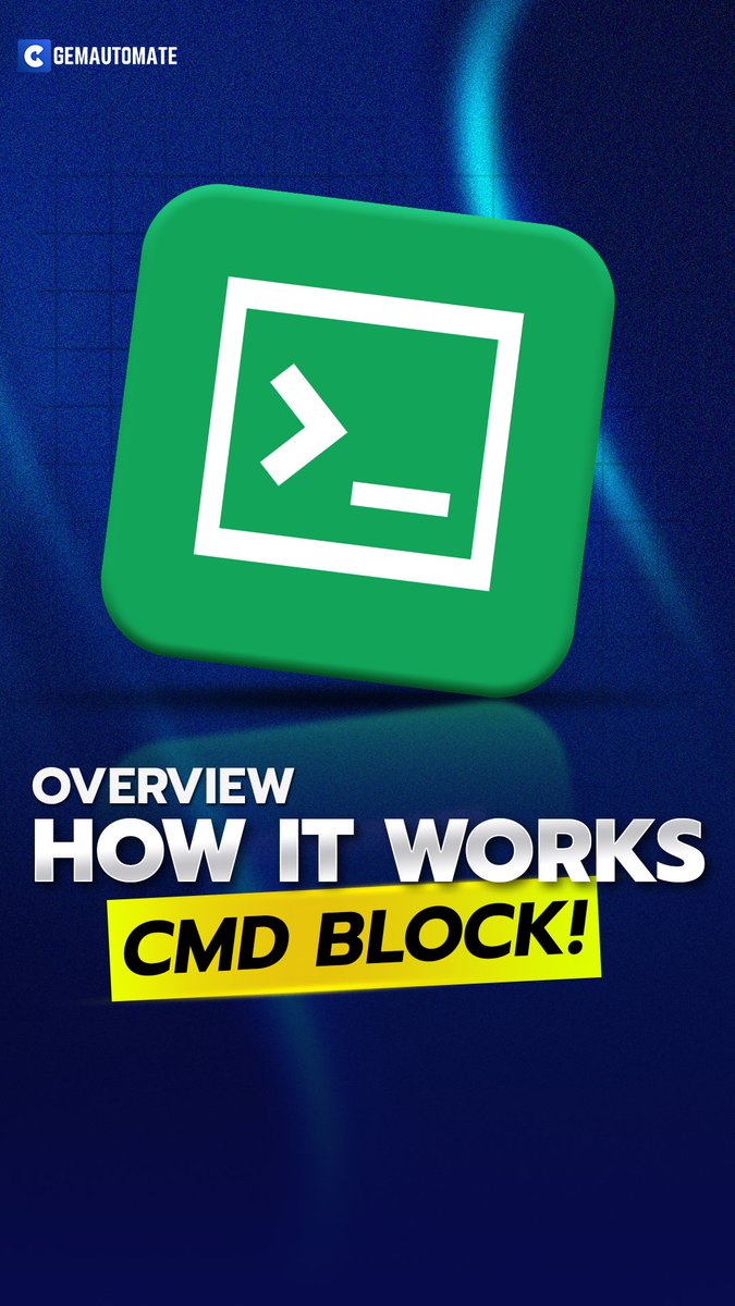 GemA_9062's tweet image. Run system commands inside your workflow.
Learn how the Cmd block executes commands, captures output, and keeps your automation fast, dynamic, and powerful. ⚡📟

#GemAutomate #Cmd #AutomationTools #WorkflowBuilder