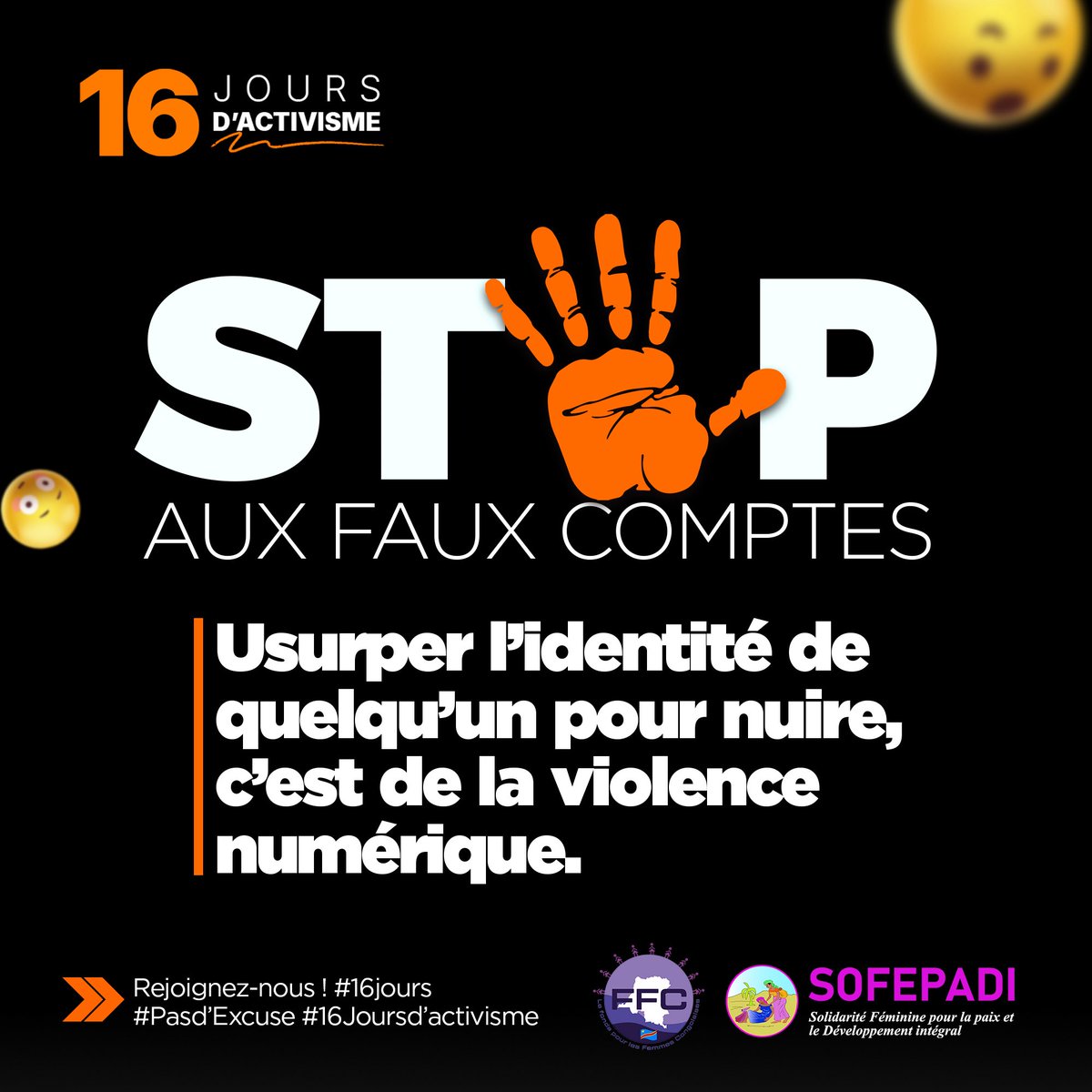 LylianeSafi's tweet photo. Ls faux profils utilisés pur tromper ou harceler portent atteinte aux droits fondamentaux ds femmes.
La sécurité numérique est un droit, pas un privilège. #Pasd’Excuse #NoExcuse #16jours #SofepadiXFfc @tides @swedenindrc @pacardfondations @prospera @globalgiving @GBVAoR1
@ffcrdc https://t.co/0oFiewd9Eg
