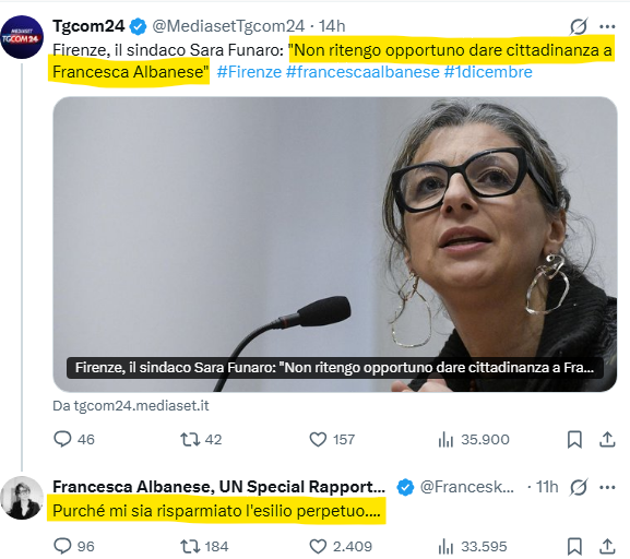 _Brick_Block_'s tweet photo. Sara Funaro, sindaca di Firenze: "In più occasioni, Albanese ha dimostrato di mandare messaggi che portano a dividere più che unire... per questo come sindaca della città di Firenze non ritengo opportuno consegnarle la cittadinanza onoraria". https://t.co/A7vbLUnA1d