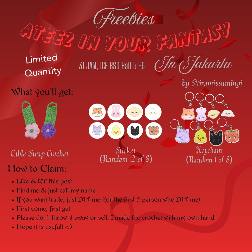 ✨️ ATEEZ [In Your Fantasy] In Jakarta
Freebies by <a href="/tiramissumingi/">n i a ✨️</a> ✨️

📆  Jan 31, 2026
📍ICE BSD, Tangerang (detailed location and time will be announced on D-Day)
more details on pic 😉

rt &amp; likes are appreciated, see u atiny❤️

#AteezinJakarta #InYourFantasyJKT