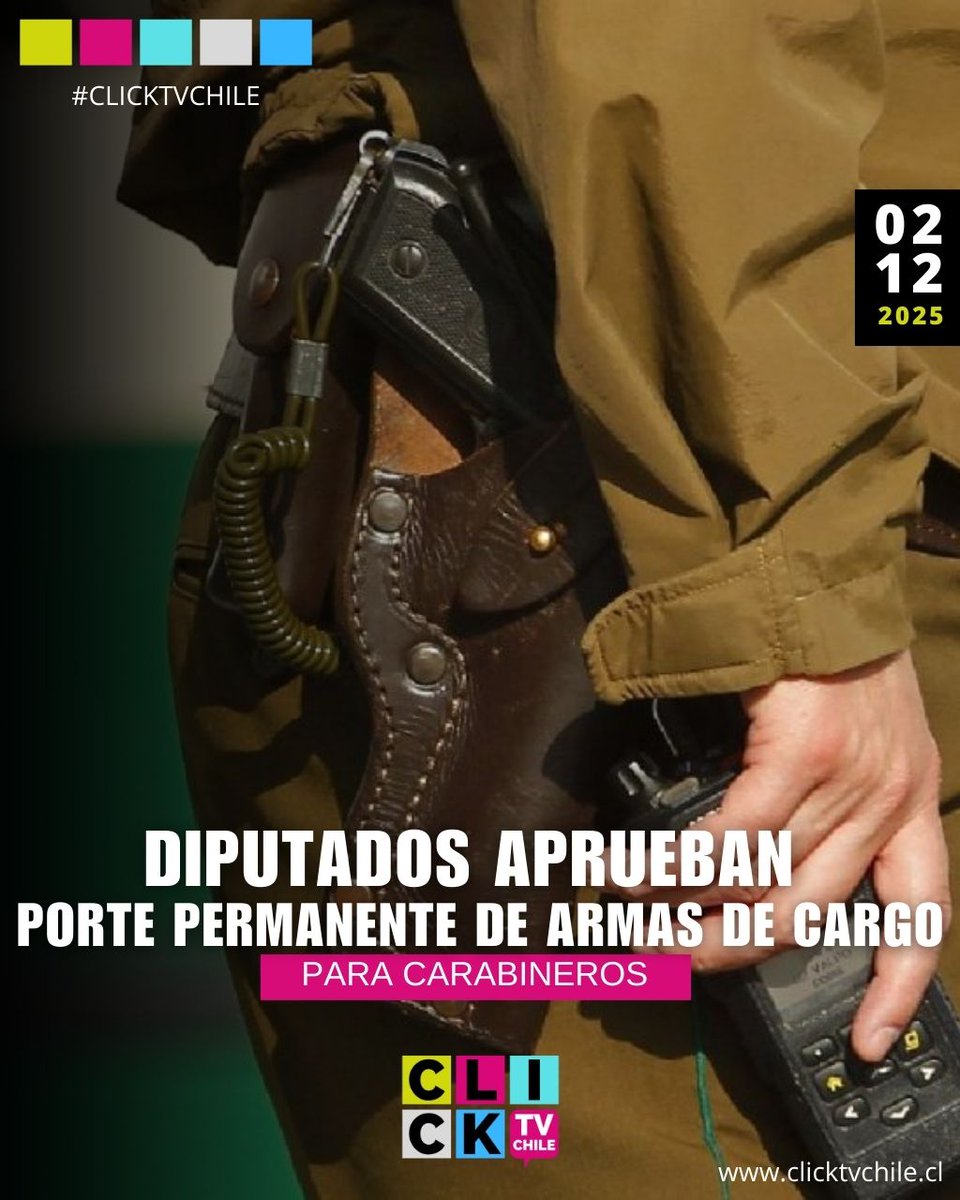 📌📰 Diputados aprueban porte permanente de armas de cargo para Carabineros

La Sala de la Cámara de Diputadas y Diputados aprobó en general el proyecto que autoriza el porte permanente de armas de cargo para los funcionarios de Carabineros.