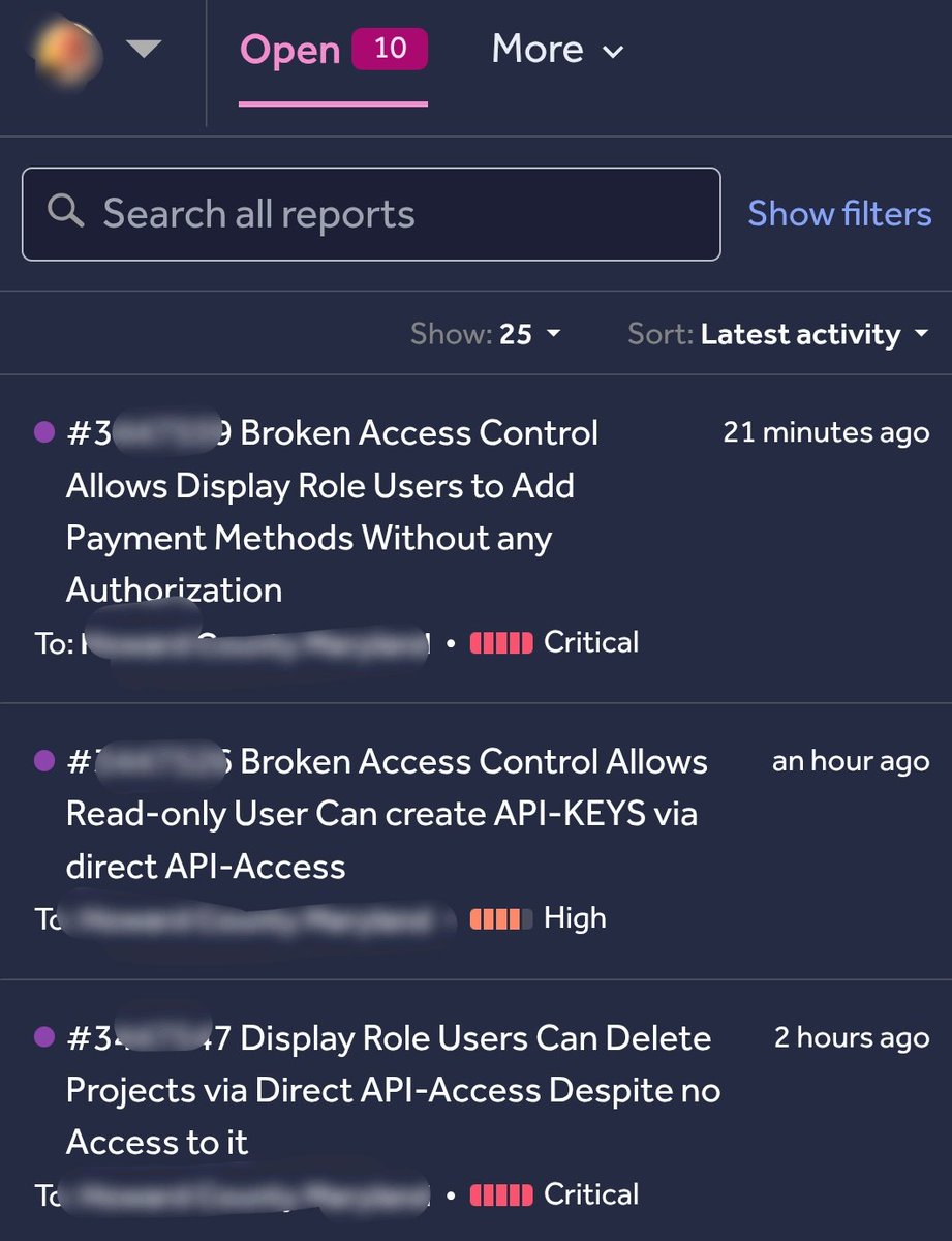 mugh33ra's tweet image. Reported 3 Access Control issues to private program ✨

#BugBounty #hackerone #idor #sqlinjection #bugbountytip #xss #injection #privateinvitation