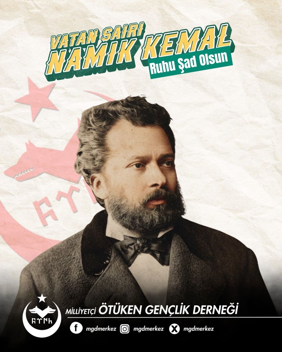 Kan ile yuğrulmuş toprağın her zerre-i pâki,
Kanımızla sulanmış, vatanın her yanı baki.
Canımız bu yolda feda, şanlı bu bayrak zeki,
Vatan nâzırımıza, nâmusumuza, dinimize,
Kurban olsun, canımız, hem de bütün milletimize.

-Namık Kemal