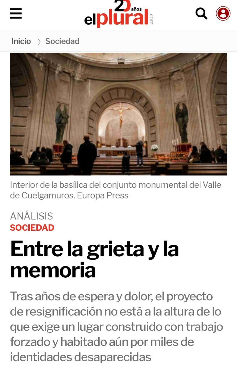 Escribo junto con mi compañero G. Centeno un pequeño análisis sobre la "resignificación" pretendida en Cuelgamuros.

Entre la grieta y la memoria
elplural.com/sociedad/entre…