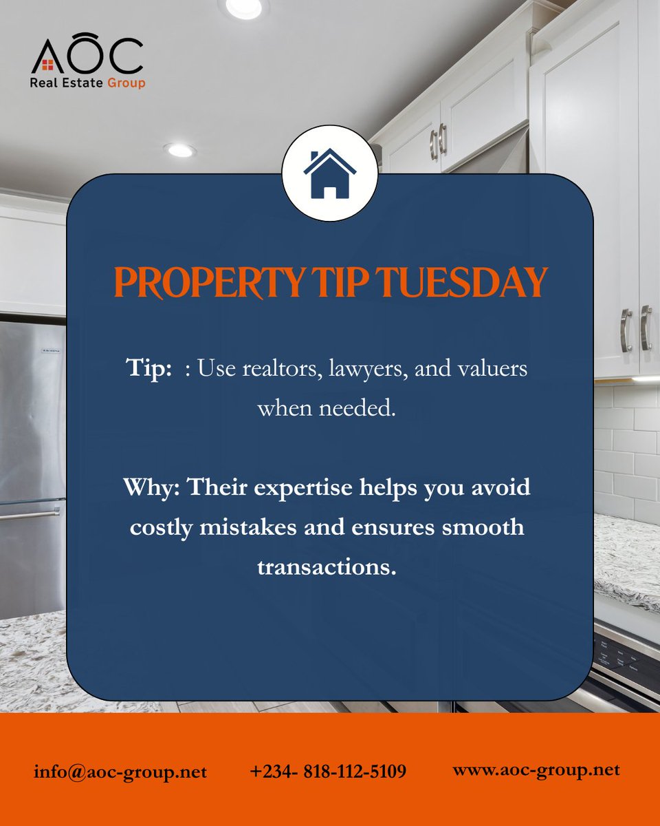 aocregroup's tweet image. Smart investors don’t go alone! 
Always work with realtors, lawyers, and valuers when needed, their expertise protects you from costly mistakes and keeps your transactions smooth and stress-free.

#RealEstateTips #PropertyAdvice #RealEstateNigeria #RealtorLife #PropertyValuation