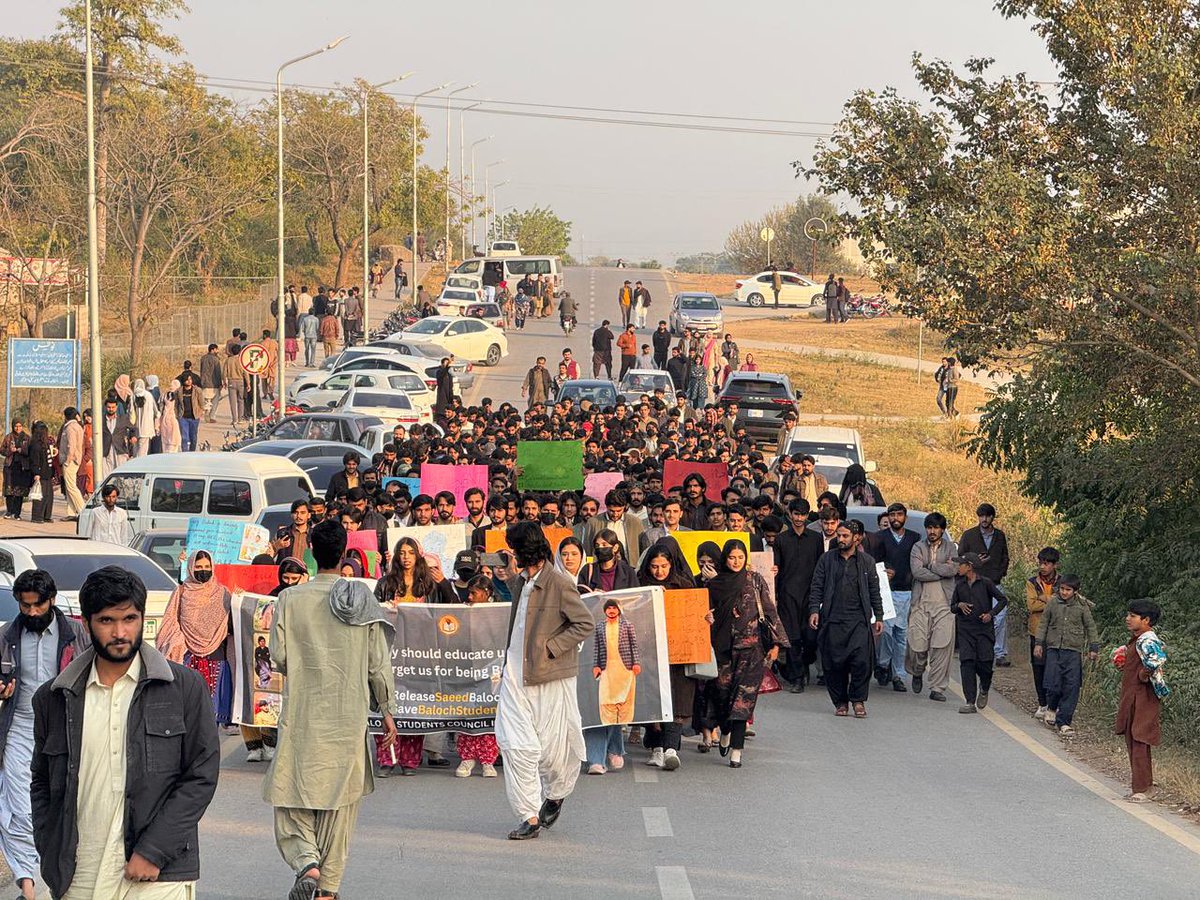 BSCIslamabad's tweet photo. Today marks the ninth day of our sit-in inside Quaid-i-Azam University.
For nine days, we have remained steadfast, united by a clear and just cause that demands recognition and action. Earlier today, we carried out a peace walk, showing that our struggle is grounded in principle https://t.co/wmketbvCET