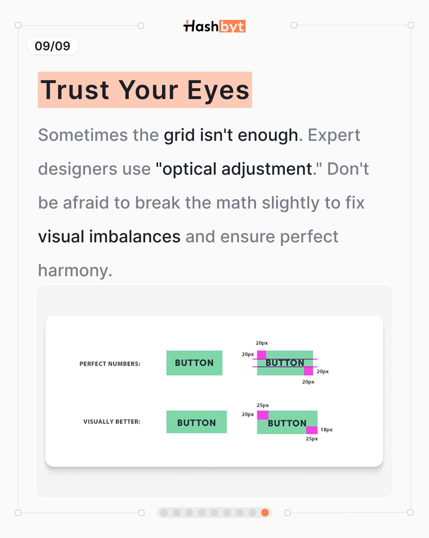 hashbyt's tweet image. Trust your eyes. The grid is helpful, but optical adjustment is what makes UI feel right.
#DesignSkill #ProductUI #UIDetails