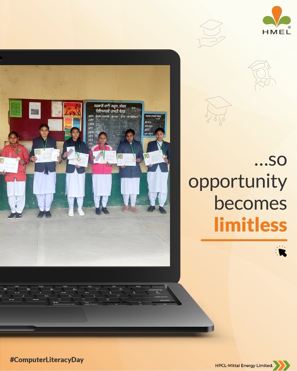 HMEL_India's tweet photo. When children get access, possibilities follow.  At HMEL, we’re committed to strengthening digital learning and supporting students as they take  confident steps toward their future.    

Building brighter communities starts with empowering young minds.   

#ComputerLiteracyDay #EnergisingABrighterTomorrow #HMEL