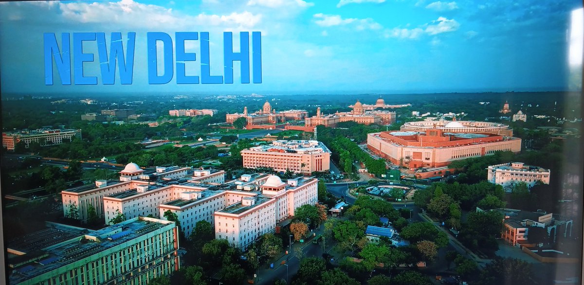 Excellent drone shot of #NewDelhi. Taken from #familymanseason3.

All the buildings shown here are some centers of power within India. 

How many #buildings can you recognise? You must recognize atleast 5 of them.