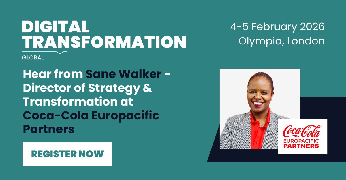 DigitalTWeek's tweet image. Hear from Sane Walker, Director of Strategy &amp;amp; Transformation at Coca-Cola Europacific Partners, in London on 4-5 Feb.

Register: digitaltransformation-week.com/global/registr…

#EnterpriseIT #DigitalTransformation #DataStrategy #TechLeadership