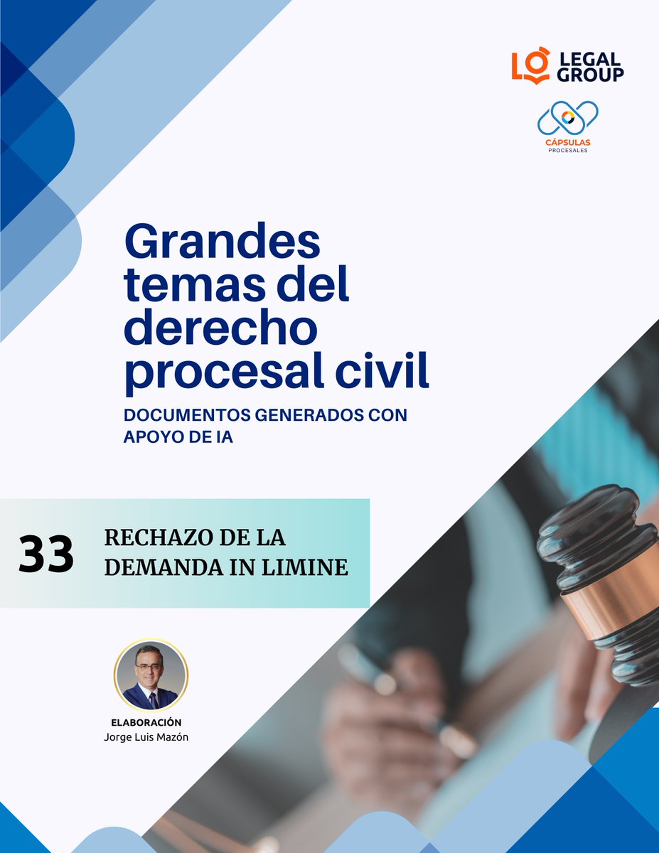 capsulasproces1's tweet image. ¿Sabes lo que es el rechazo in limine de la demanda?
Te lo explicamos en la cápsula 💊procesal de esta semana.
🗣️Pasa la voz.
#Derechoprocesaldelbueno
#cápsulasprocesales