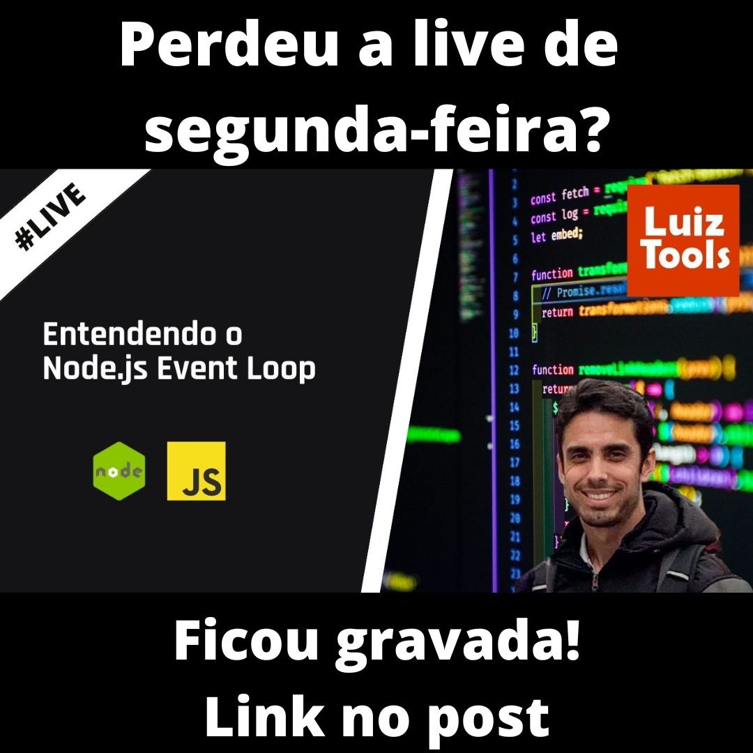 luiztools's tweet image. Perdeu a live de segunda?

Ela foi um aulão pra você entender de uma vez por todas como funciona o Event Loop do Node.js, o &quot;coração&quot; desta tecnologia e conhecimento obrigatório para todo dev Node.

Então se o assunto te interessa, já acessa agora a gravação para não esquecer.…