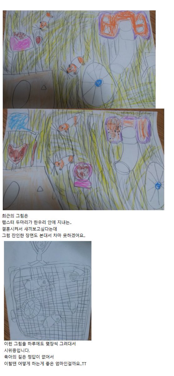 urabato1's tweet image. 햄스터키우고싶어서 하루종일 햄스터그림만그리면서 침묵시위하는 아들