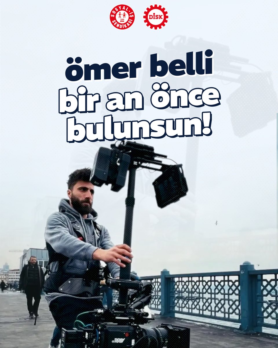sosyalissendika's tweet photo. 28 Kasım’da İstanbul Boğaziçi Köprüsü’nden atlayarak kaybolan set emekçisi Ömer Belli bir an önce bulunmalıdır! #ömerbellinerede

🔴 Yıllardır pek çok dizi ve film setinde steadicam operatörü olarak çalışan set emekçisi Ömer Belli’nin iş arkadaşları ve dostlarının çağrısını yükseltiyoruz.