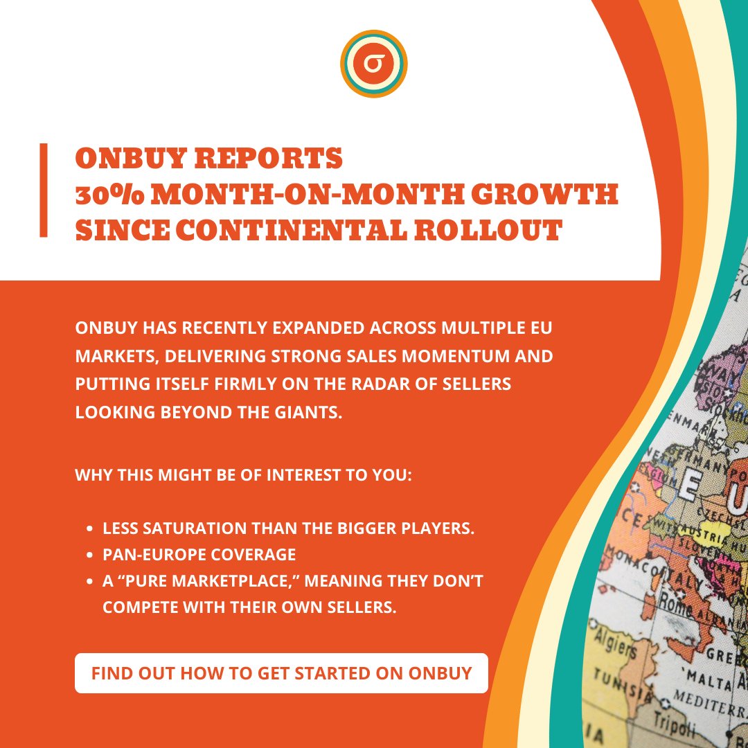 VoloCommerce's tweet photo. OnBuy is surging, with +30% MoM growth in Europe.
Why it matters for SMEs:
• Less crowded than major marketplaces
• Sell across the EU from one account
• A “pure marketplace” that doesn’t compete with sellers

Learn more: https://t.co/Qgq0LkZLzF https://t.co/Z3hK3nzX7q