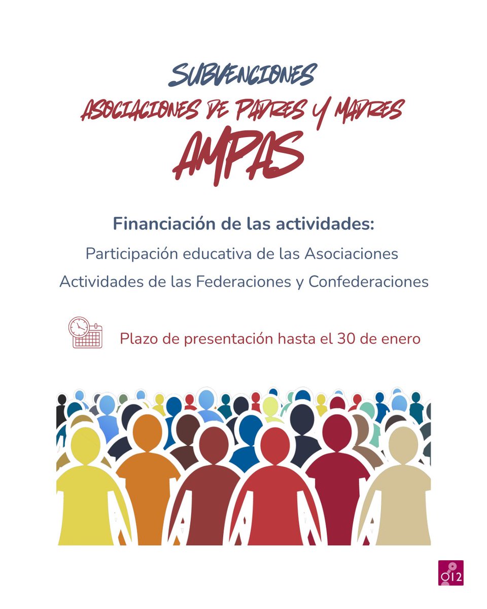 012jcyl's tweet photo. #Ayudasjcyl para Asociaciones de Padres y Madres, así como de Confederaciones y Federaciones, de centros de enseñanza no universitarios.
📆Hasta el 30 de enero
Toda la Información en la Sede Electrónica: https://t.co/vqj4acrkwG https://t.co/F90L9XHGnR