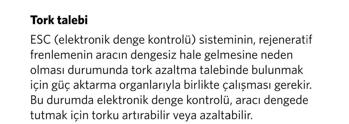 merdem7805's tweet photo. @2crserhatinci Togg un kullanım kılavuzunda böyle bir ibare var. Kendim de yağmurlu havada bilerek maksimum rejen ile dengesini bozmaya çalışmıştım. Dengeden çıkmıyor esp hemen müdahale edip rejen kuvvetini azaltıyor. https://t.co/PyhIGIAtLk