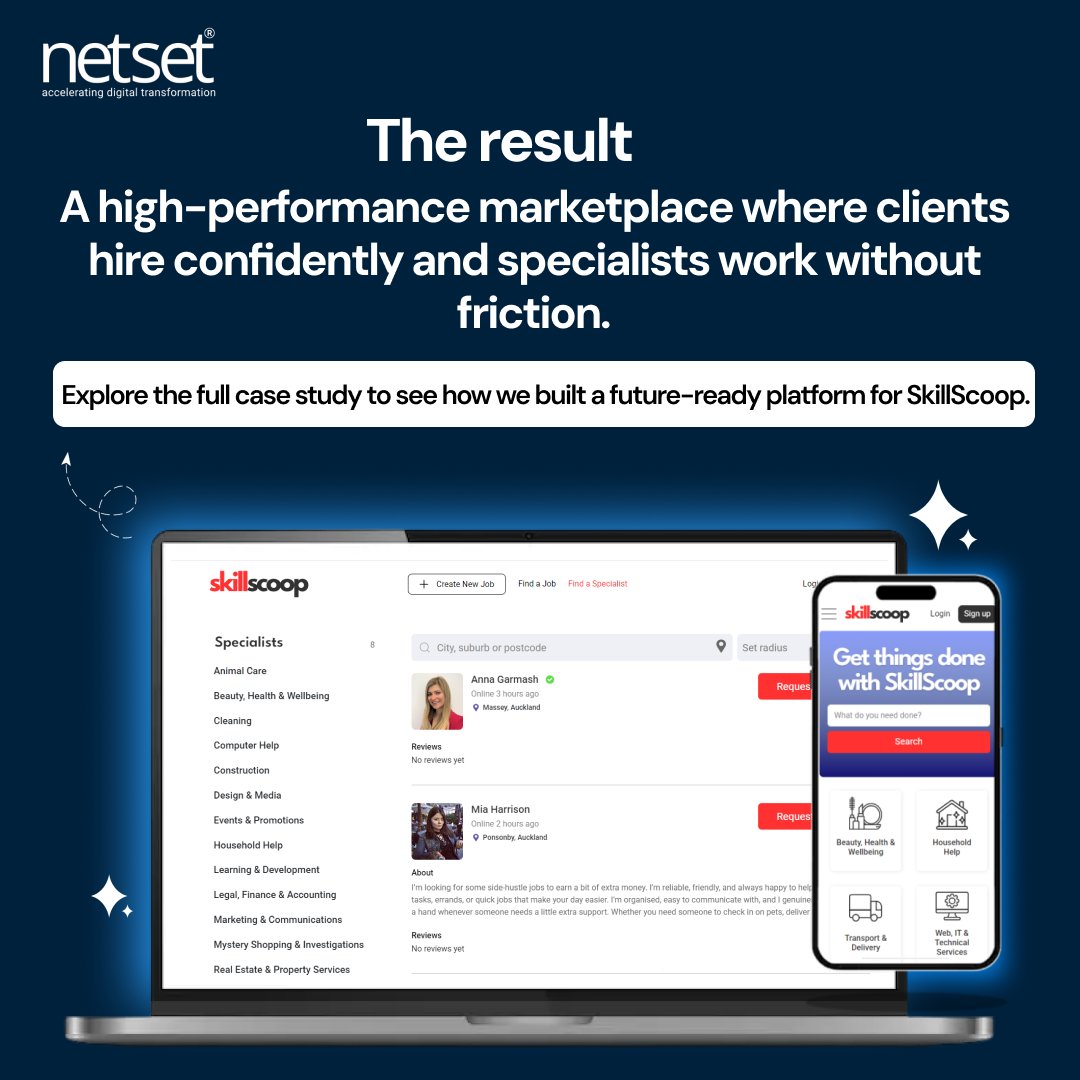 NetSet_Software's tweet image. NetSet Software built a secure, scalable on-demand marketplace for SkillScoop — with Stripe payments, Maps-based job matching, real-time chat, and a MERN + AWS stack.
Case study 👇
netsetsoftware.com/case-study/ski…
#NetSetSoftware #marketplace #TrendingNow #TechNews