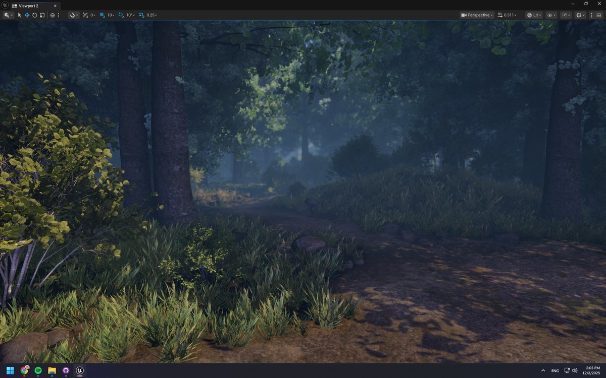 ShiiineShiiine's tweet image. experimenting with new UE features, epic games cooked hard

nanite, lumen, pcg, pve, quixel megaplants and megascans

runs on 80 fps while looking so good, high poly trees are so pretty!

#UnrealEngine5 #Nanite #Lumen