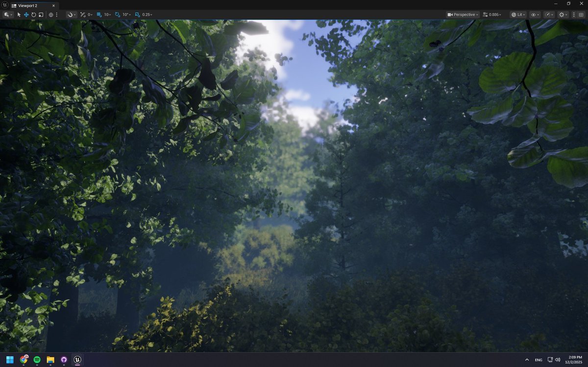 ShiiineShiiine's tweet image. experimenting with new UE features, epic games cooked hard

nanite, lumen, pcg, pve, quixel megaplants and megascans

runs on 80 fps while looking so good, high poly trees are so pretty!

#UnrealEngine5 #Nanite #Lumen
