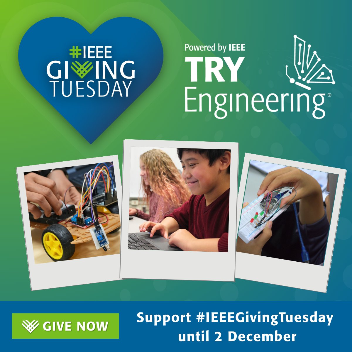 TryEngineering's tweet image. Happy #IEEEGivingTuesday! 💙 Consider a donation to TryEngineering and STEM outreach for school-aged children! You’ll help us create new resources that engage and inspire.

🌍 Thanks to @IEEEFoundation, your donation could be matched, doubling your impact: bit.ly/SupportTryE