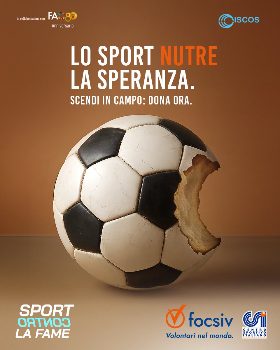 Lo sport unisce, ispira, sostiene.
E oggi può fare la differenza. 💛

🌍 Con #SportControLaFame, la campagna di <a href="/FOCSIV/">Volontari nel mondo</a>  e <a href="/CSInazionale/">Centro Sportivo Italiano</a>, puoi garantire cibo, acqua e opportunità alle comunità più vulnerabili.

🔗 Scopri come partecipare: sportcontrolafame.it