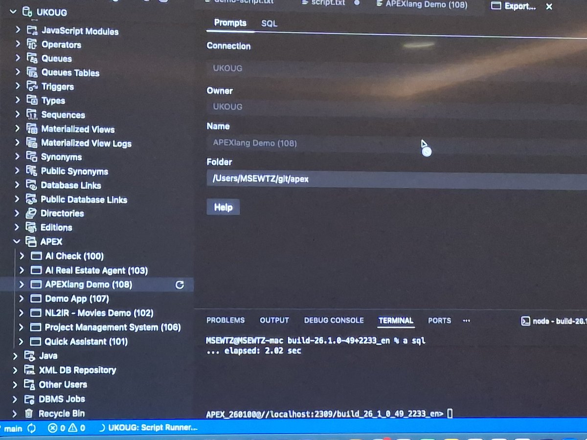 Matt_Mulvaney's tweet image. Exporting #orclapex app into APEXLang using UI or SQL Devloper extension for #VSCode - latest build