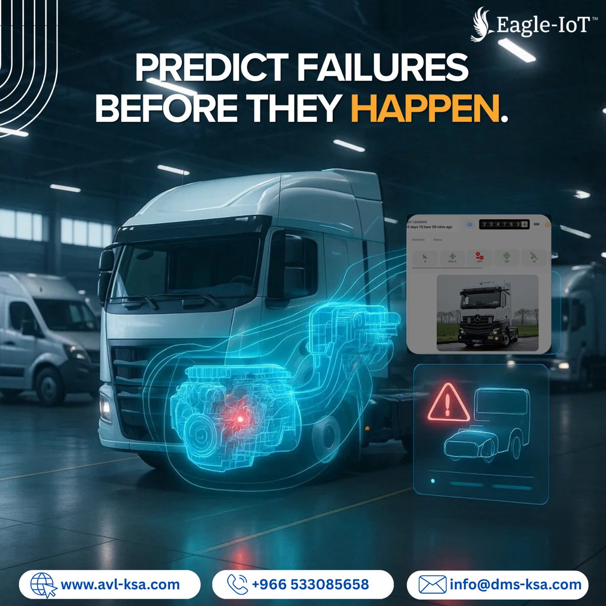 Eagle_IoT's tweet image. Breakdowns cost more than repairs—they cost time. Eagle-IoT&apos;s predictive diagnostics detect component failures before they escalate, using CAN data and AI-powered fault analysis. Stay a step ahead of downtime.

avl-ksa.com/en/fleet-manag…

#PredictiveMaintenance #EagleIoT #GPS #AI