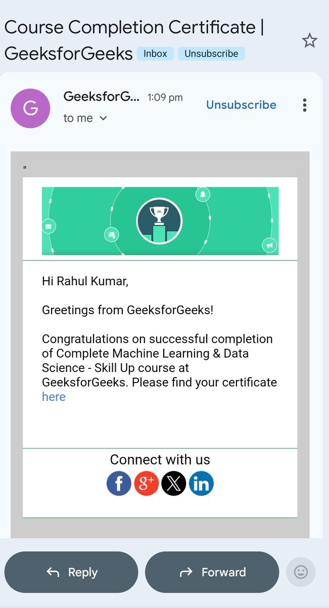 Rahul78451's tweet image. 🎉Passionate about Data Science and Machine Learning, with hands-on training from GeeksforGeeks’ Complete ML &amp;amp; Data Science Program.

Excited to apply my skills to real-world challenges while continuously learning and growing in AI.
Thank you..❤️!
#skillupwithgfg
#geeksforgeek