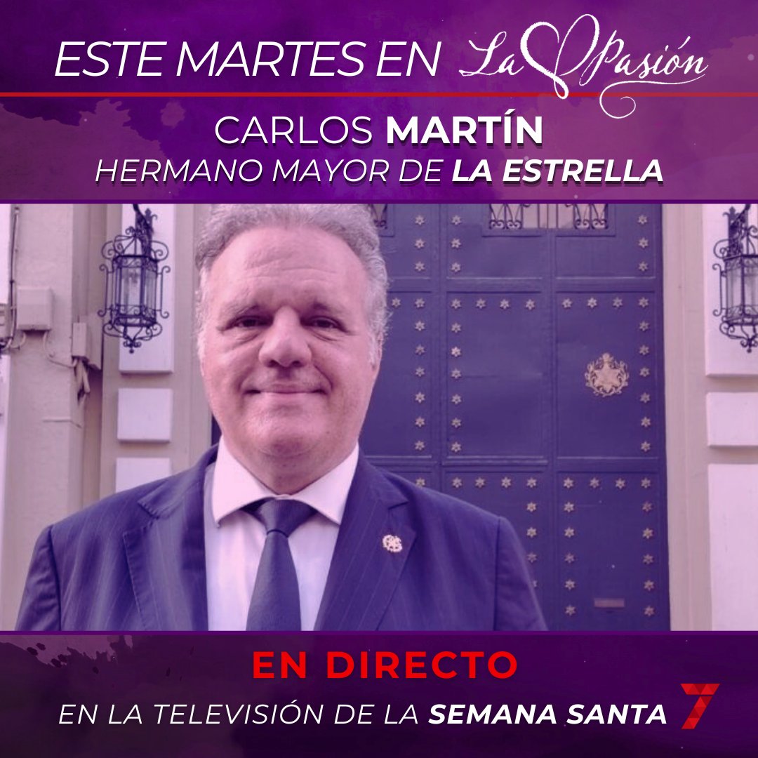 💥 Hoy en 𝐋𝐀 𝐏𝐀𝐒𝐈𝐎́𝐍:

✅ Entrevista de <a href="/GRayoVictor/">Víctor García-Rayo</a> a Enrique Esquivias
✅ El HM de <a href="/Hdad_Montserrat/">HDAD. DE MONTSERRAT</a> 
✅ El HM de la <a href="/hdadlaestrella/">La Estrella</a>

🟣 ¡A las 21.00h arrancamos EN DIRECTO!

📺 TDT y web: 7tvandalucia.es/sevilla/